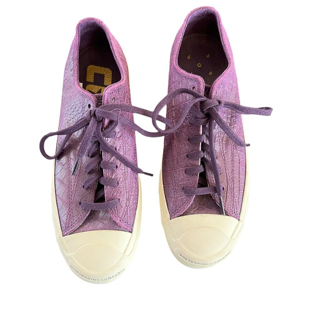 Converse x Jack Purcell Purple Leather Lace Up Low Top Sneakers Shoes EUC